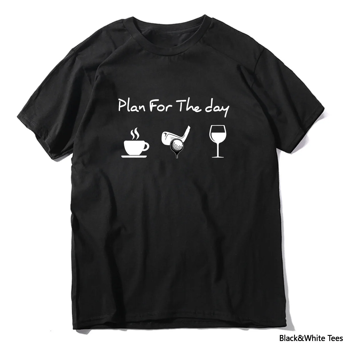 

Plan For The Day Coffee Golf Wine Daily Planner Coffee Lover Golf Player Wine Layered Funny Men's T-Shirt