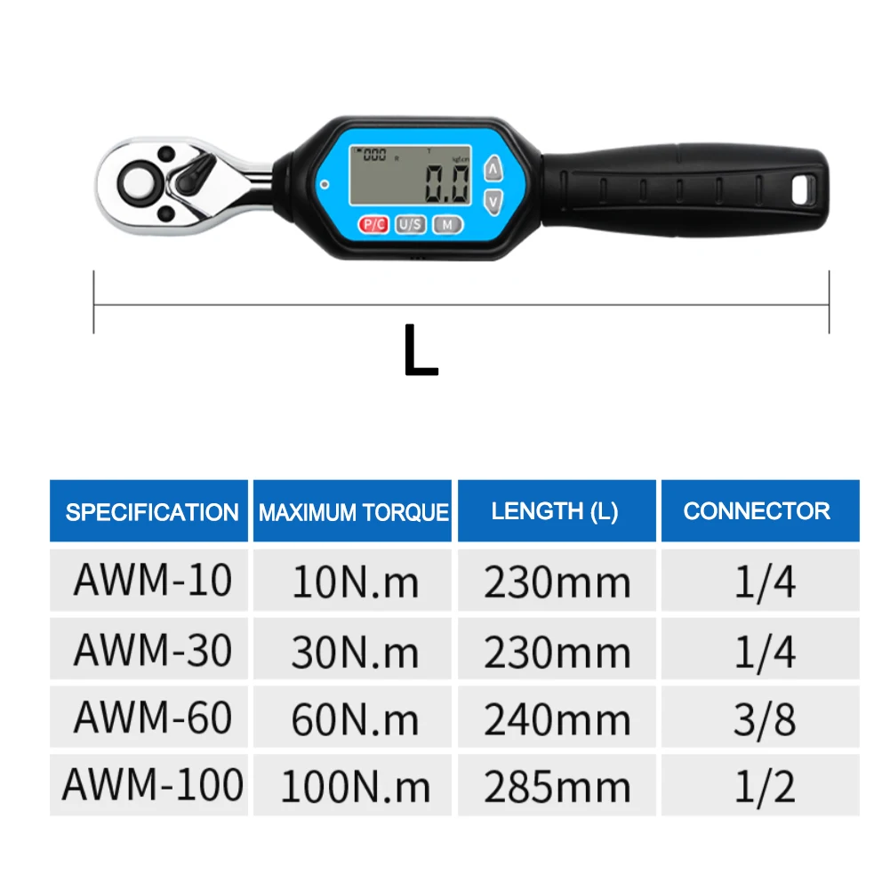 

1/2inch 5.0~100N.m Portable Mini Digital Torque Wrench Electronic Torque Wrench Bicycle Repairing Tools Utility Hand Tools
