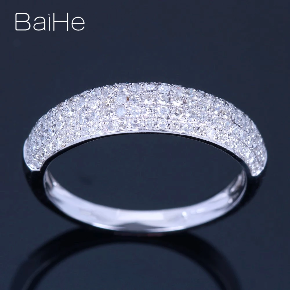 BAIHE Твердое 14 к белое золото 0.5CT сертифицировано H/SI круглой огранки из натуральных бриллиантов свадебные женские модные ювелирные изделия кольцо