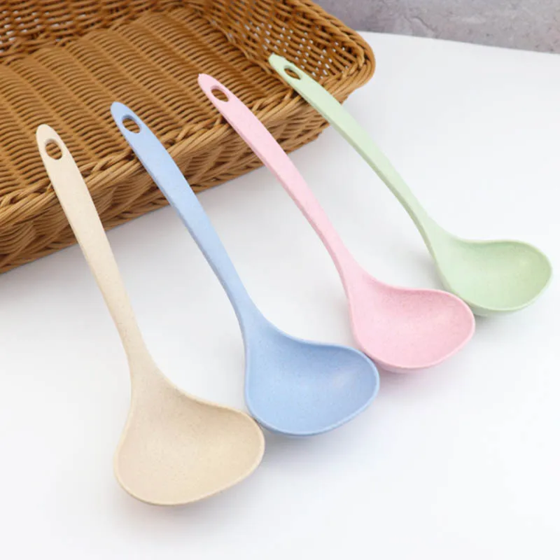 

Soup Spoon Stalk Spoon Tableware 1Pcs Meal Dinner Scoops Kitchen Supplies Wheat Straw Cooking Tool 4 Colors Long Handle