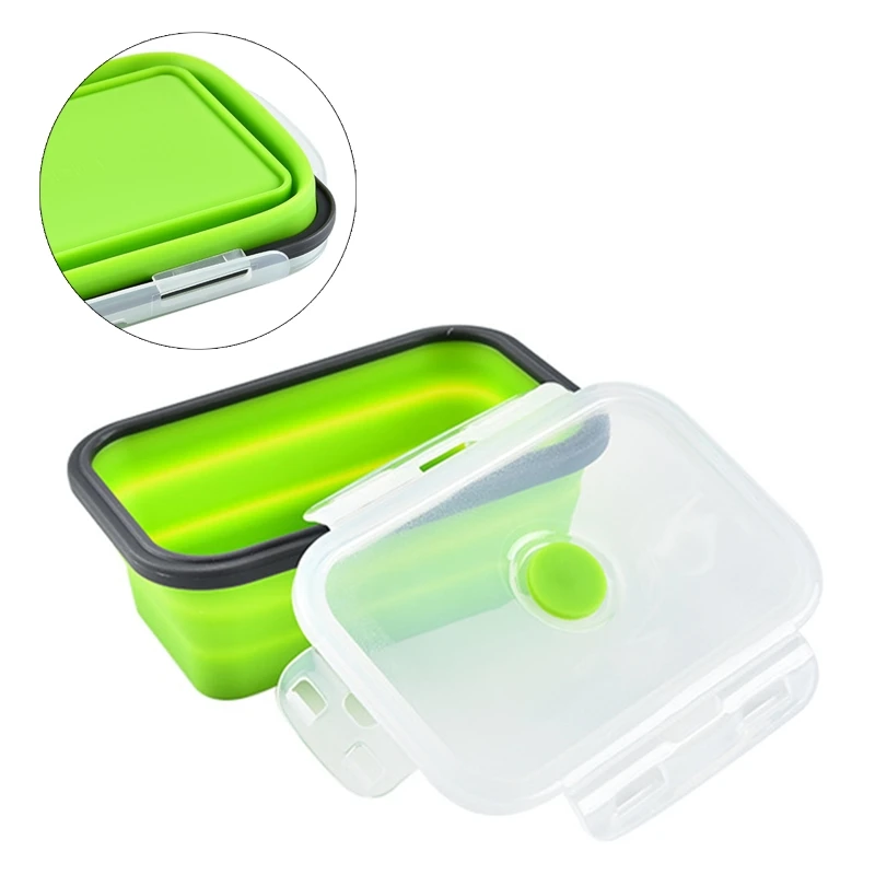 

2021 New Plastic Food Storage Containers With Lids -4PC Silicone Collapsible Lunch Box Airtight Vacuum Seal,Freezer Microwavable