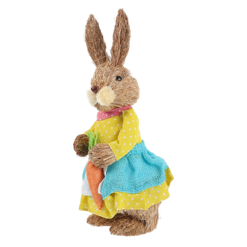 

Straw Easter Rabbit Bunny Household Office Party Desktop Ornament Rabbit