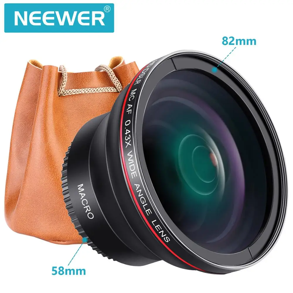 Профессиональный широкоугольный объектив Neewer 58 мм 0 43x HD для Canon EOS Rebel 77D T7i T6s T6i T6 T5i