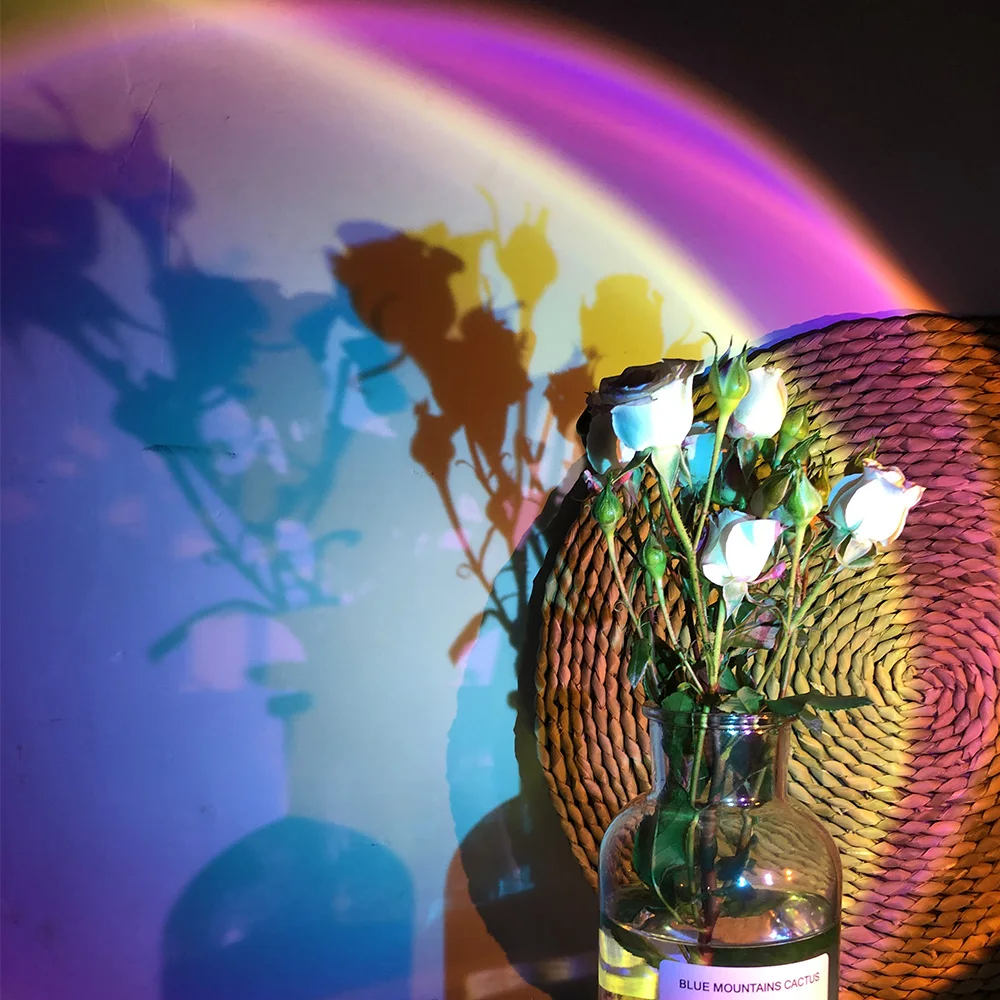 

Atmosphere Led Night Light Rainbow Sunset Projector Lamp for Home Coffe shop Background Wall Decoration USB Operate Table Lamp