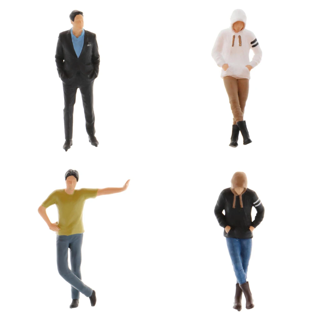 

4Pcs 1/64 Hand Painted Tiny PVC People Building Model Children Group Decor