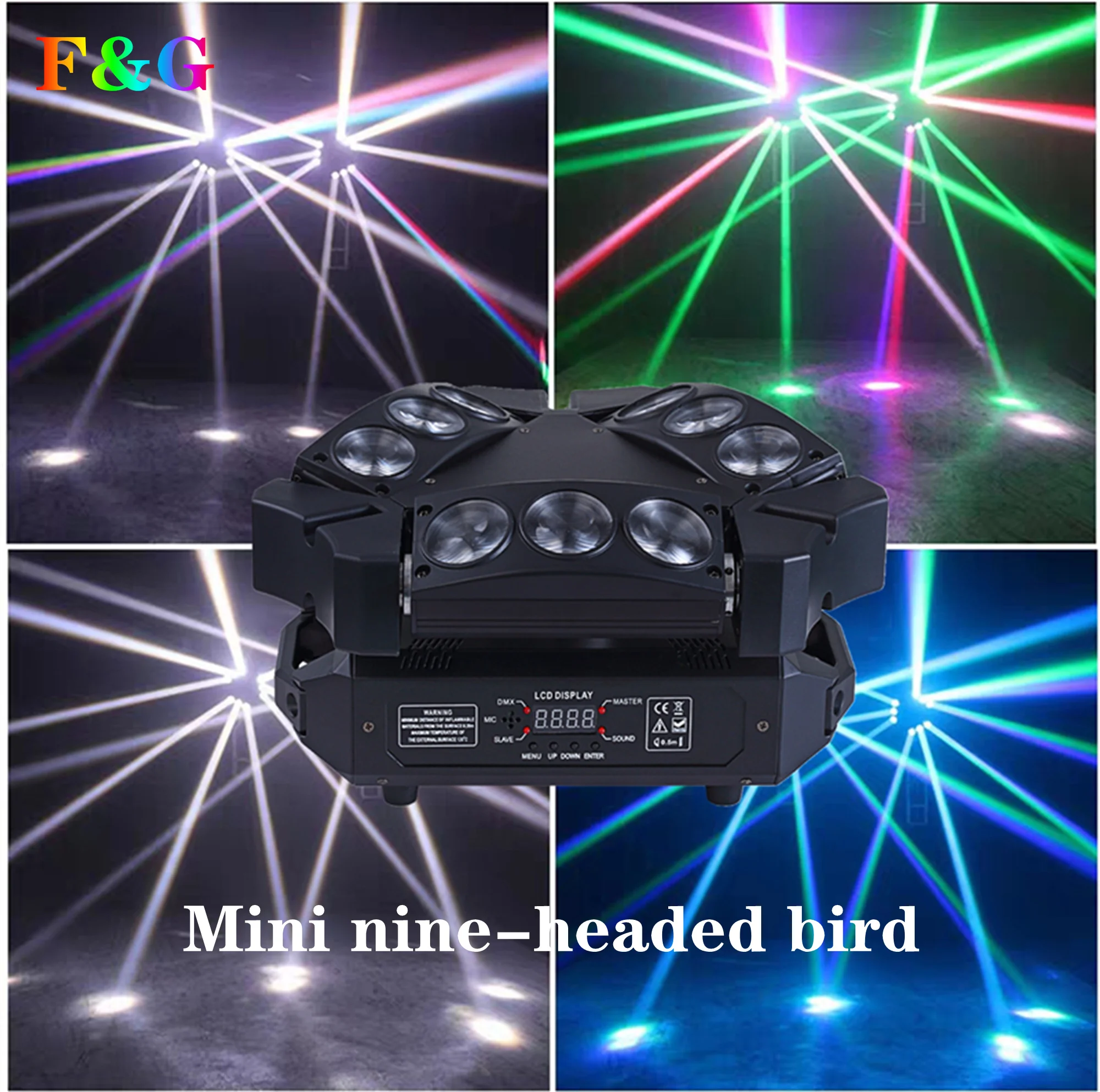F & G RGBW 4In1 9X12W треугольный паук светодиодный головка перемещения луча светильник
