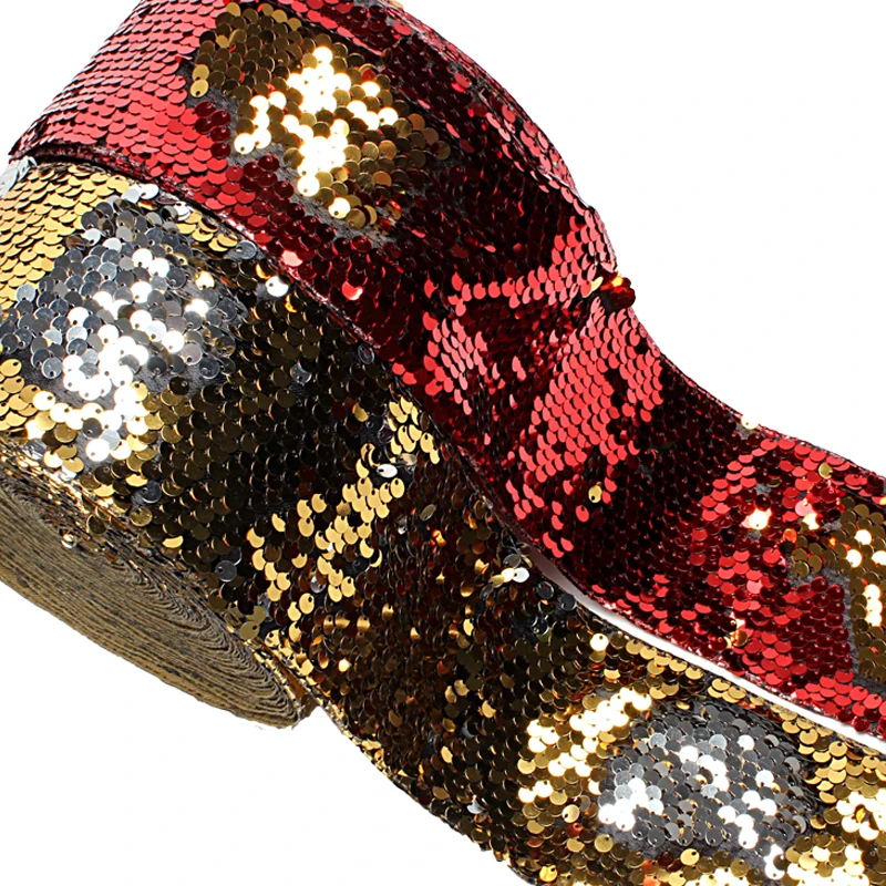 

(20 yards/lot) Stock colors 3" 75MM reversible sequin ribbons