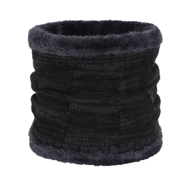 black scarf AETRUE брендовая зимняя Шапки для Для мужчин Для женщин зимняя шапочки Для мужчин шарф вязанные шапки кепки мужская маска капор Теплый Шеи Шапка-бини - Цвет: black scarf