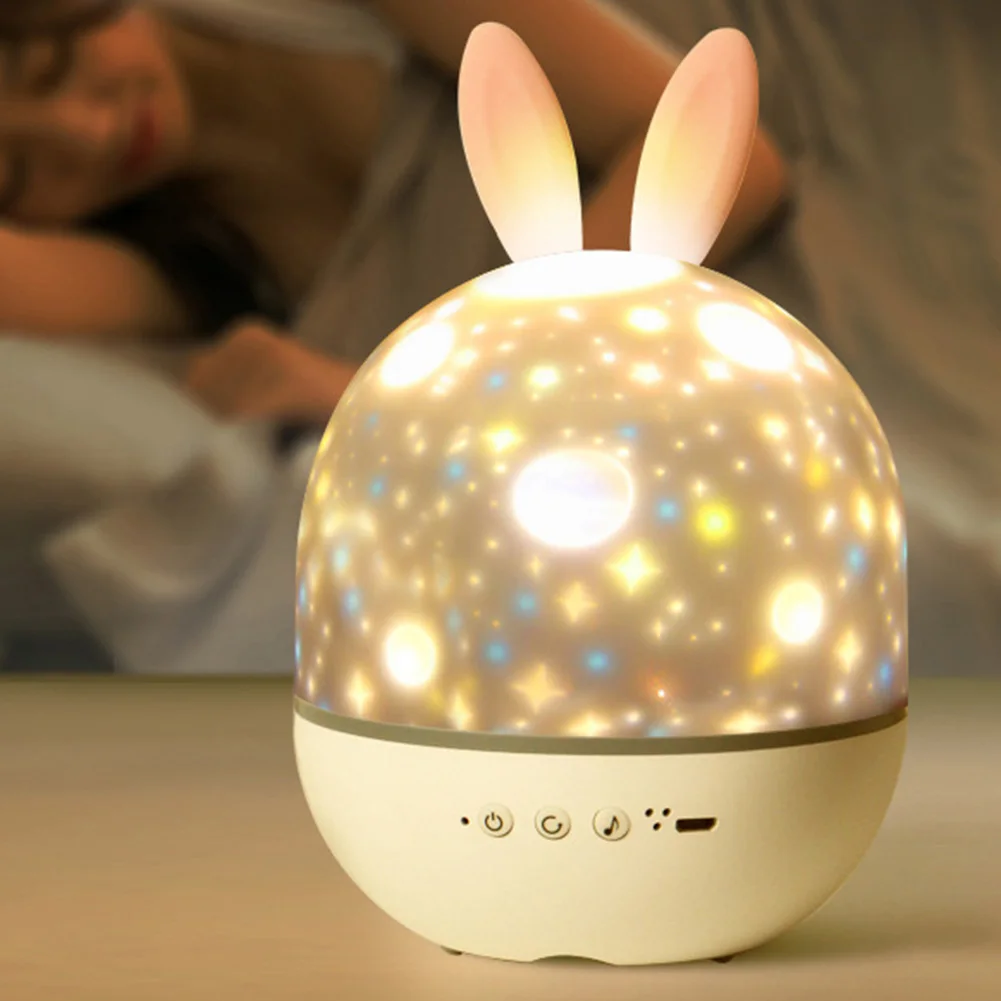 

USB Cute Elf Night Light Rabbit Deer Romantic Elf Starlight Pattern LED Projection Night Light Adjustable Portable Luminous Toy