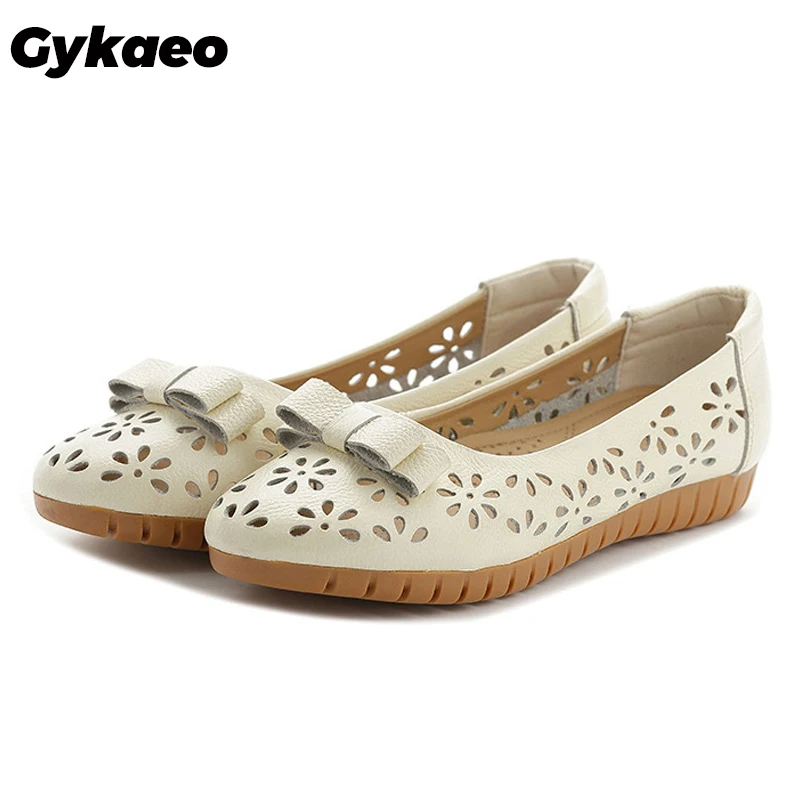 Gykaeo/2019 г. летние туфли на мягкой подошве для мам лодочки из натуральной кожи