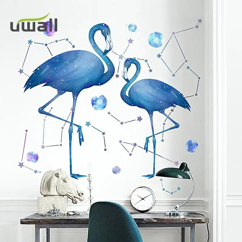 

Creative Flamingo Wall Stickers Living Room Bedroom Decoration Background Wall Decorations Home Decor Self Adhesive Sticker