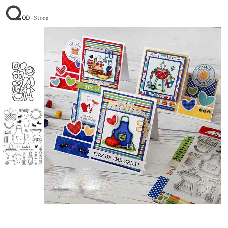 

Kitchen Barbecue Stamps and Dies Metal Cutting Dies for Scrapbooking Mold Cut Stencil DIY Card Make Mould Model Craft Decoration