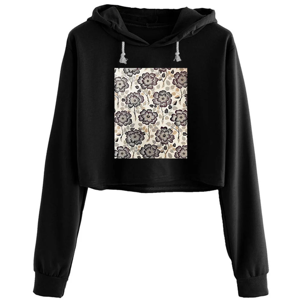 

Flower Bed Graphic Crop Hoodies Women Goth Grunge Harajuku Anime Pullover For Girls