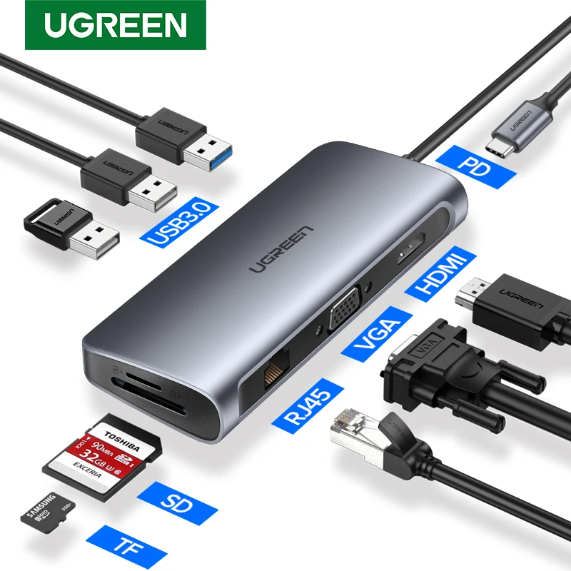 Ugreen usb-хаб C концентратор для нескольких USB 3,0 HDMI адаптер док-станция для MacBook Pro Аксессуары USB-C type C 3,1 разветвитель 3 порта USB C концентратор