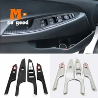for hyundai tucson abs mattecarbon car armrest window glass lift switch button trim cover 2015 2016 2017 2018 2019 accessories