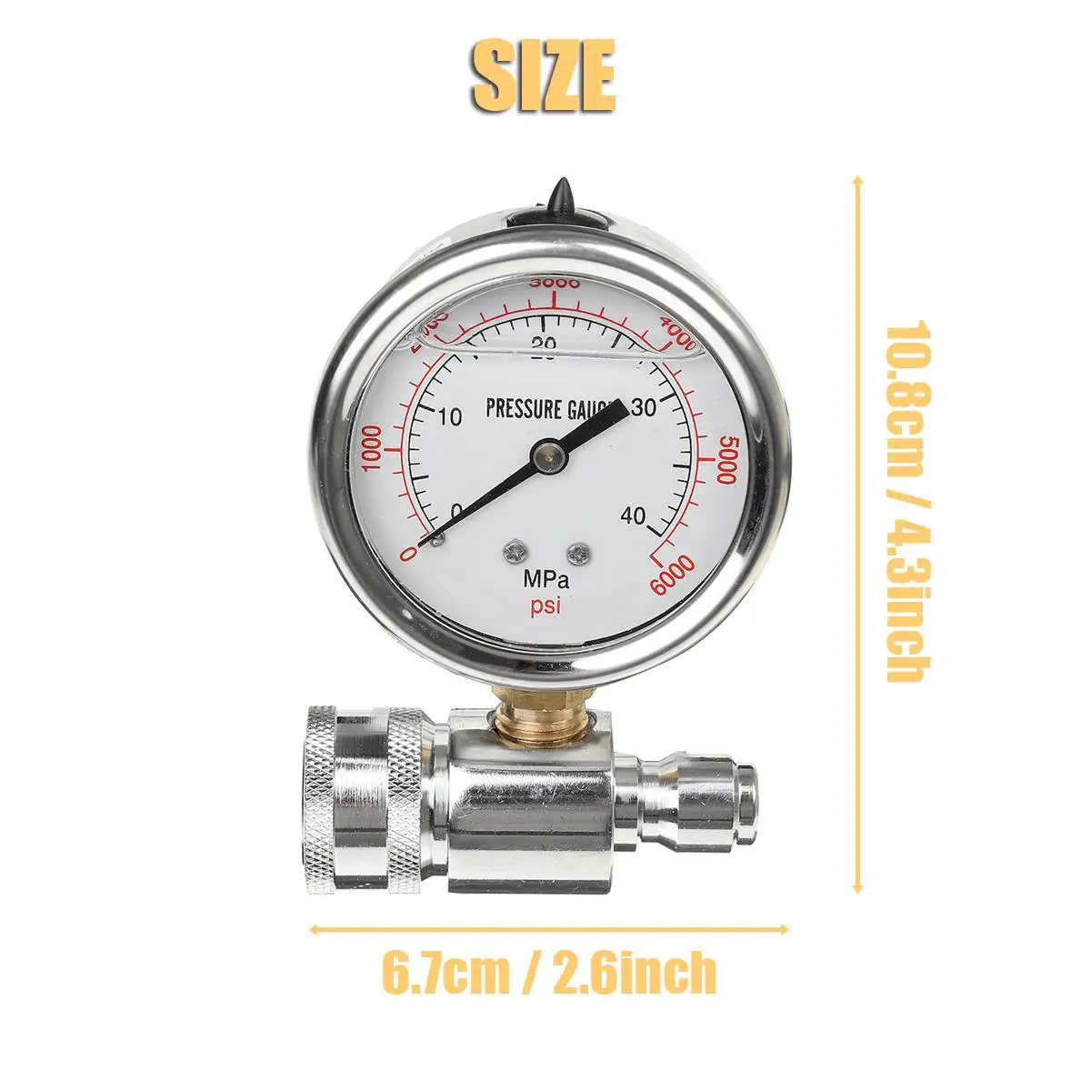 

Axial Stainless Steel Indicator Hydraulic Pressure gauge Thread 40MPa 6000PSI Manometer Pressure Gauge Thread Diameter