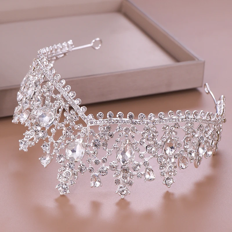 

Luxury Crystal Rhinestone Bridal Crown Wedding Tiaras And Crowns Queen Diadem Pageant Party Bridal Hair Jewelry Accessories