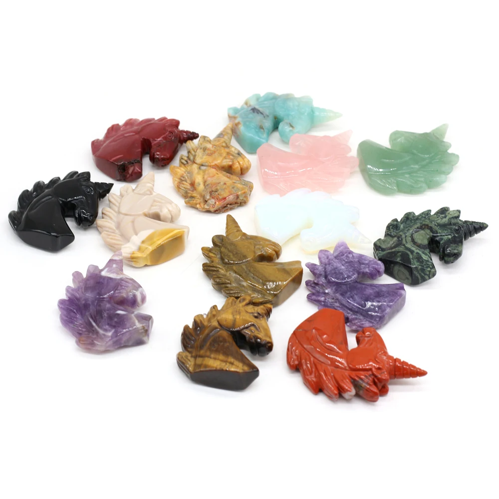 

Unicorn Statue Natural Stone Aura Crystal Carving Home Decoration Healing Gem Figurine Quartz Animals Ornament Collection Craft