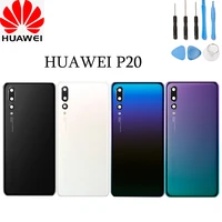 original for huawei p20 eml al00 glass battery back cover camera lens frame rear door housing case replacement part free tools