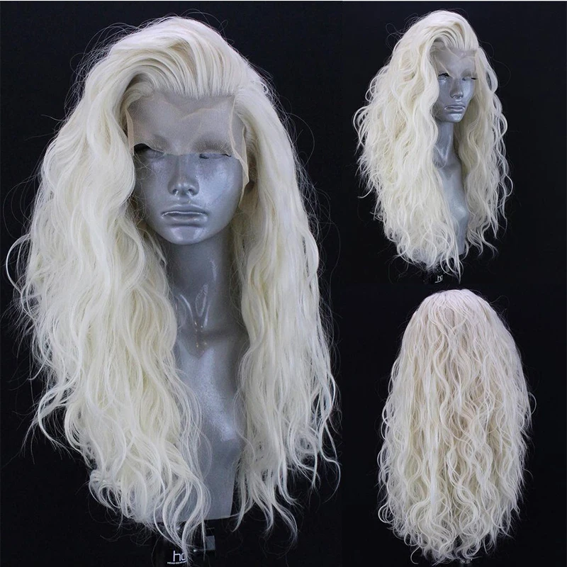 

Synthetic Lace Wigs For Women Long Wavy Hair Blonde Lace Front Wig Synthetic Fiber Hair Glueless Lace Wigs Party Wigs