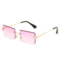 fashion square rimless sunglasses new women small sun glasses shades luxury brand metal sunglass uv400 eyewear