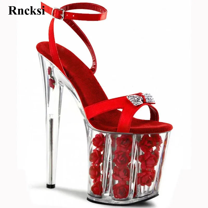 

Rncksi Women New 8 inch sexy platform Pole Dance sandals Party Dance shoes Fashion 20cm dress Flowers high heels Dance Shoes