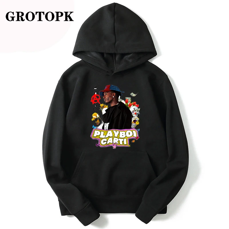 Men Hoodies Vintage Playboi Carti Sweatershirt Women Unisex Pullover Black Red Rap Music Streetwear Tops | Женская одежда