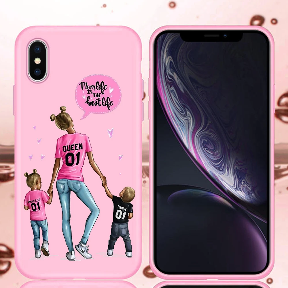 Для fundas iPhone 11 Pro 6 6S 7 8 plus X XS Max XR я люблю маму бледно розовый цвет мобильный телефон