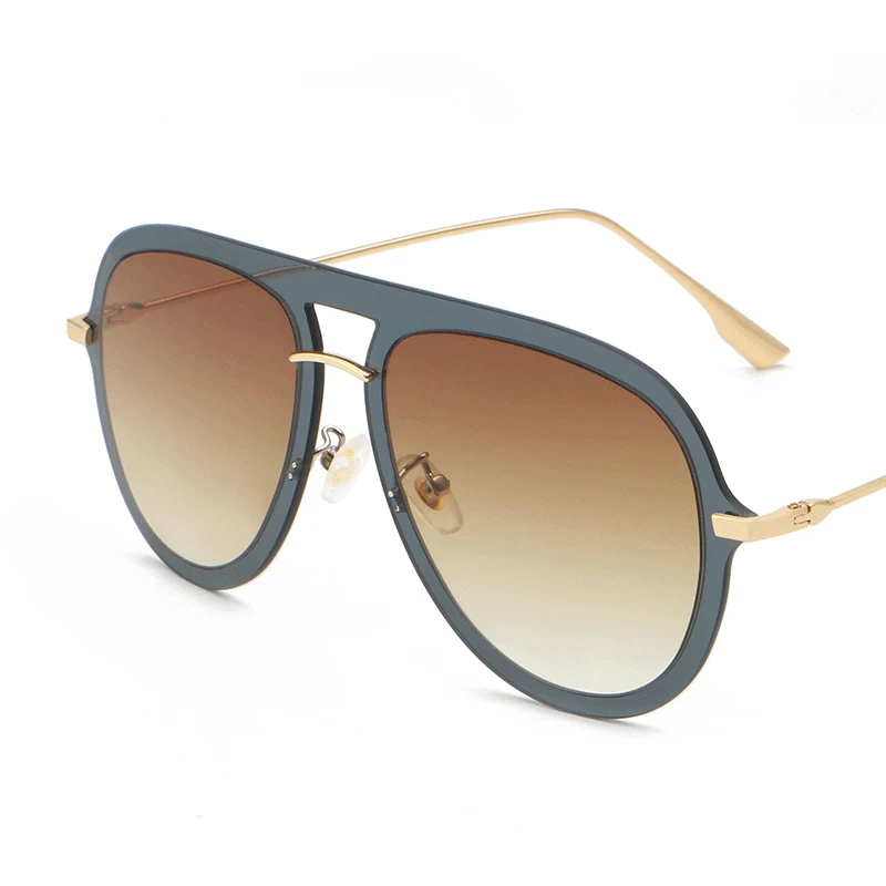 C4 DarkBlue Tea New Vintage Rimless Pilot Sunglasses Women Men Retro Fashion Sun Glasses Trendy Lady Luxury Brand Eyewear Men Silver Gray Shades - Цвет линз: C4 DarkBlue Tea
