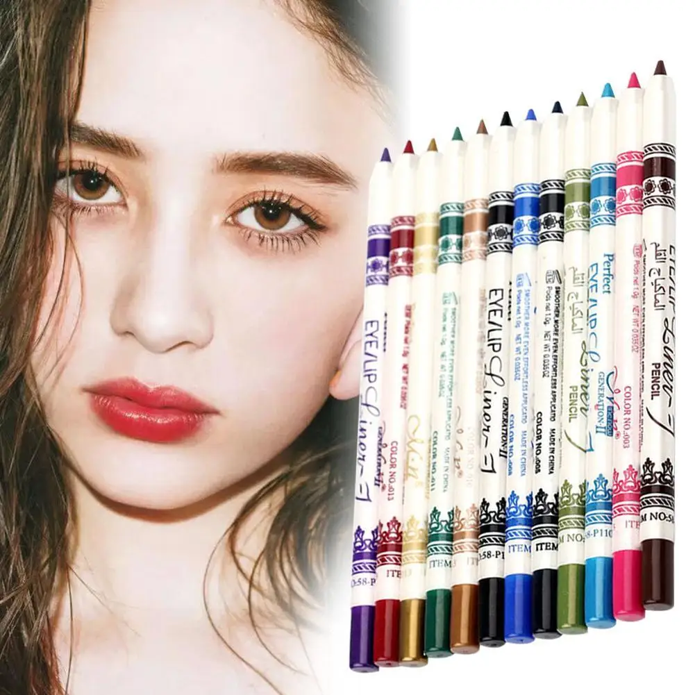 

12pcs Eye Liner Pencil Long Lasting Waterproof Eyes Stick Eyebrow Women Eyes Lip Pencils Cosmetics Lipliner Color