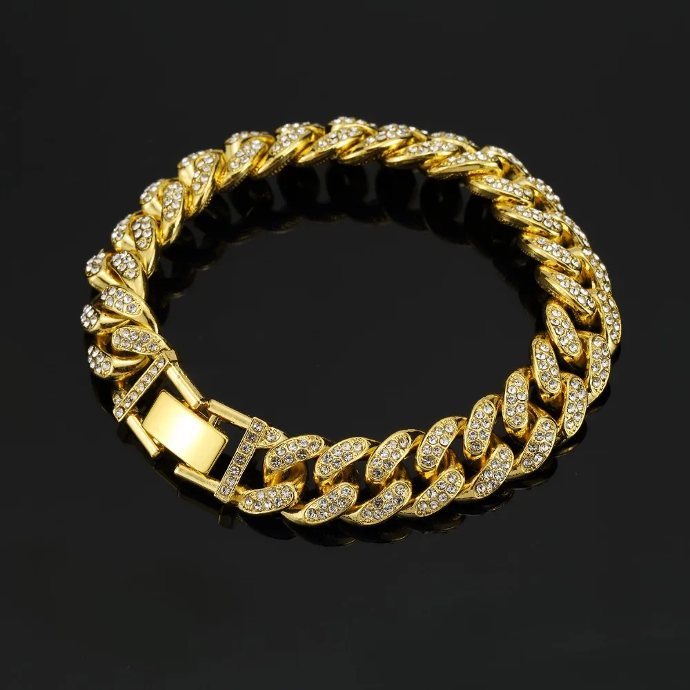 

2018 New arrived Men Hip Hop Iced Out Bling CZ Bracelet fashion 20cm long Miami Cuban Link bracelets mens Hiphop jewelry gifts