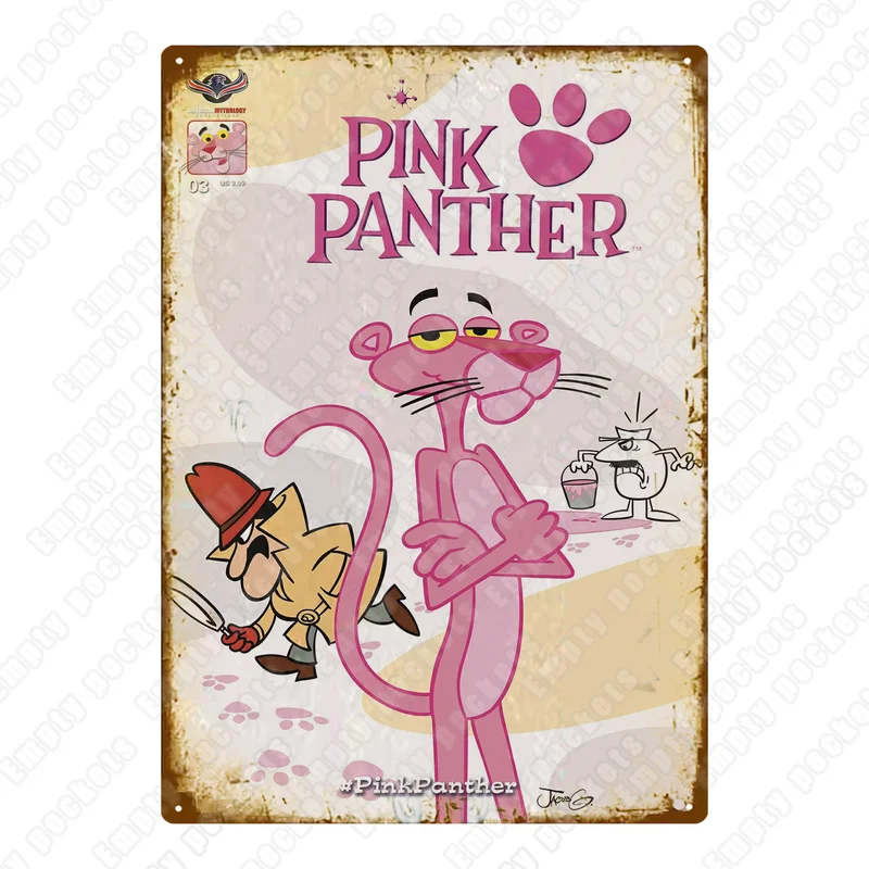Классические Мультяшные жестяные знаки 1974 Розовая пантера комикс праздничный