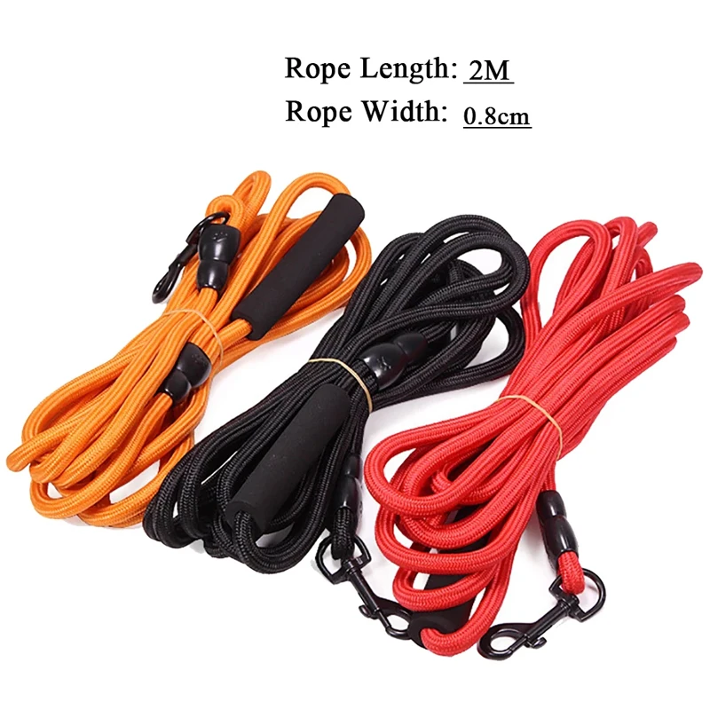 

2M Nylon Dog Leash Outdoor Camping Training Walking Pets Leashes Safe Durable Small Medium Dogs Harness Rope