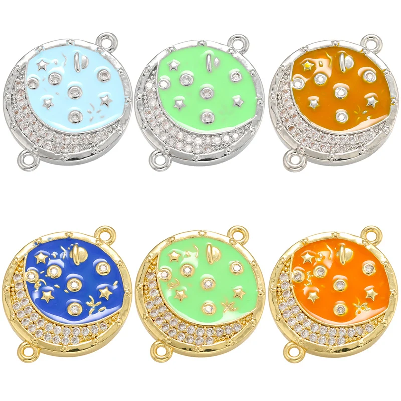 

ZHUKOU gold silver color Lollipop Connector DIY Bracelet Necklace Jewelry Enamel Connector Accessories Supply Wholesale VS478