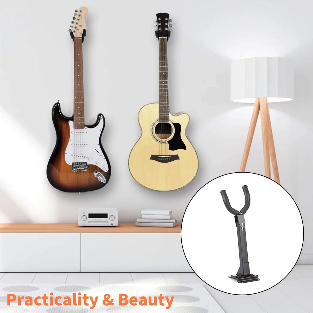 

Guitar Wall Mount Hanger Hook Holder Wall Mount Stand Rack Bracket Guitar Hanger For Most Bottom Pad Guitar Basses Black