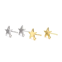 3 pairs zinc based alloy ear post stud earrings findings pentagram star silver color w loop 10mm x 9mm for diy jewelry making