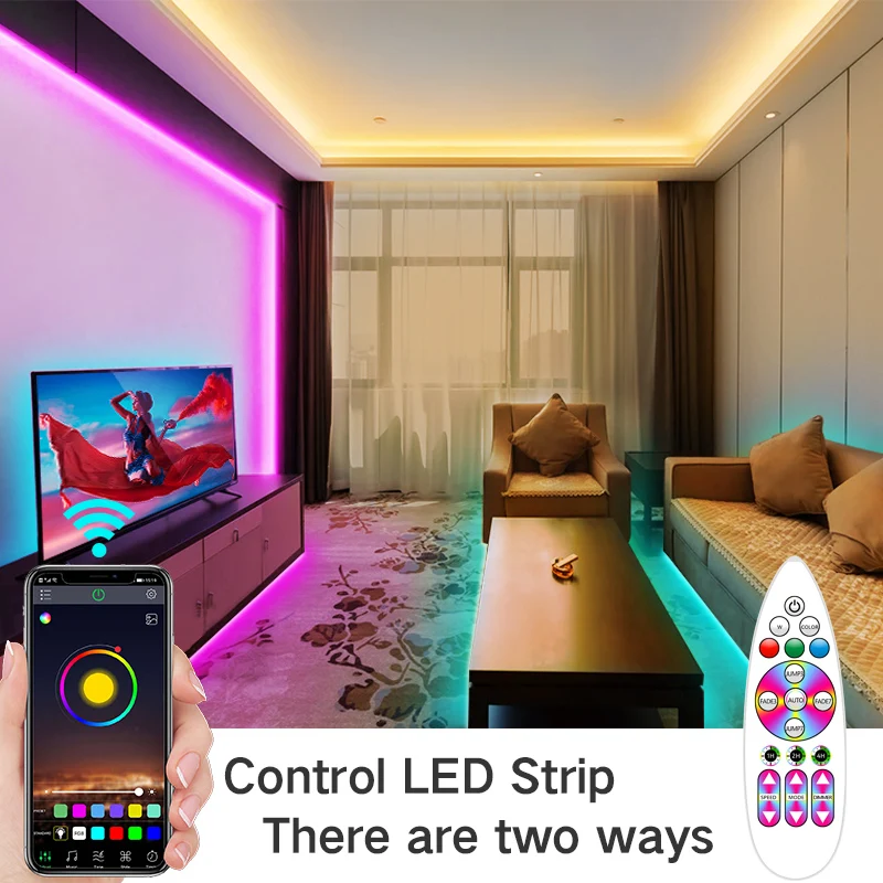 Светодиодная лента Rgb 5050 для декора комнаты контроллер с приложением и