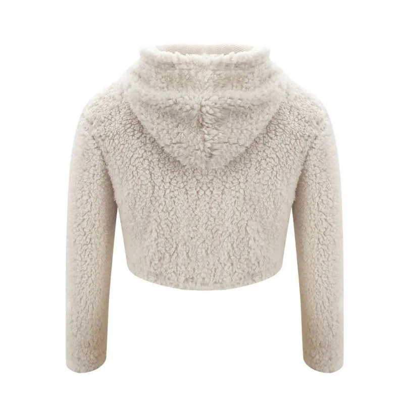 

Autumn Winter Women's Sets Fashion Casual 2-piece Set Sweater Plush Hooded Coat Shorts