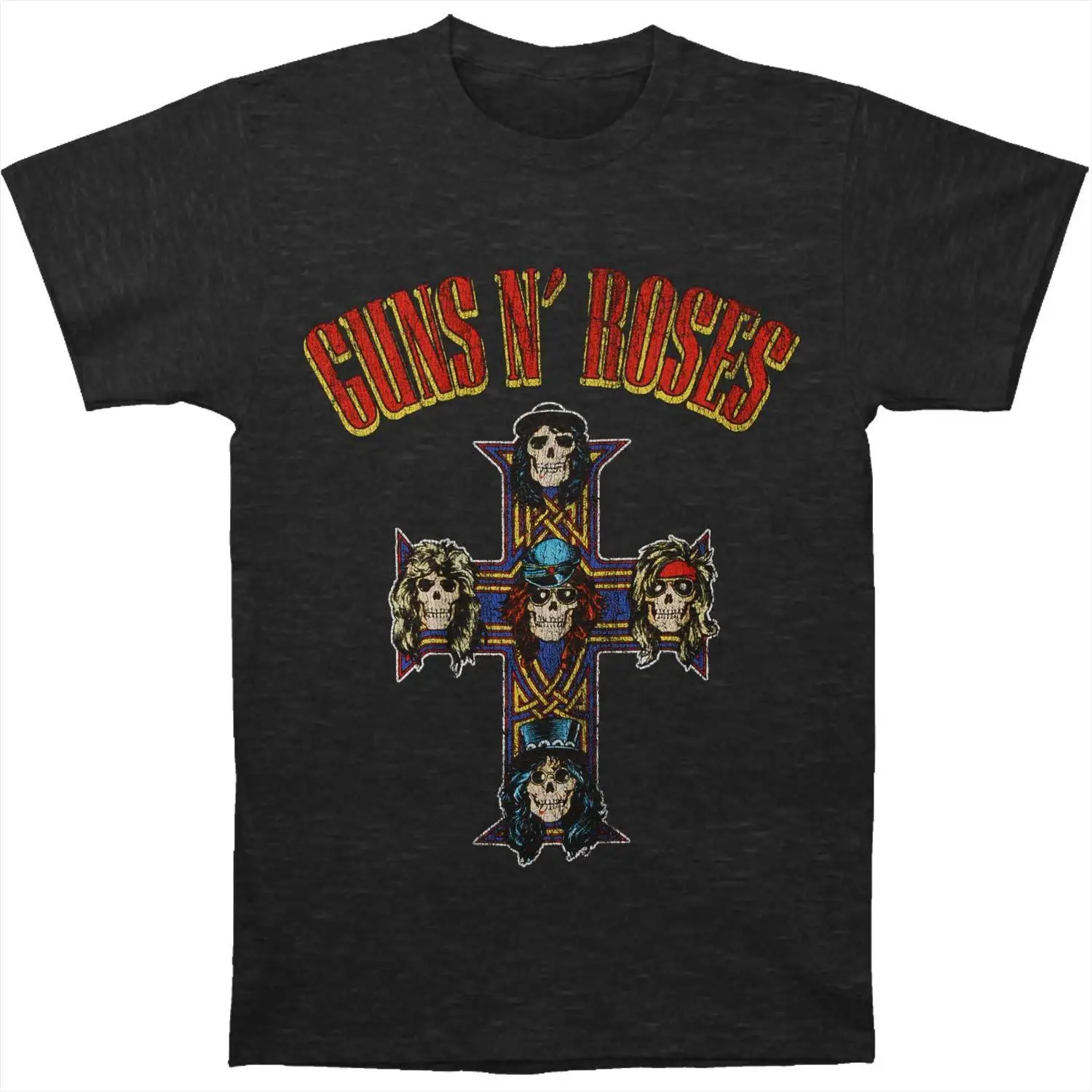 Guns N Roses Мужская футболка с крестом черная хипстерская Повседневная круглым