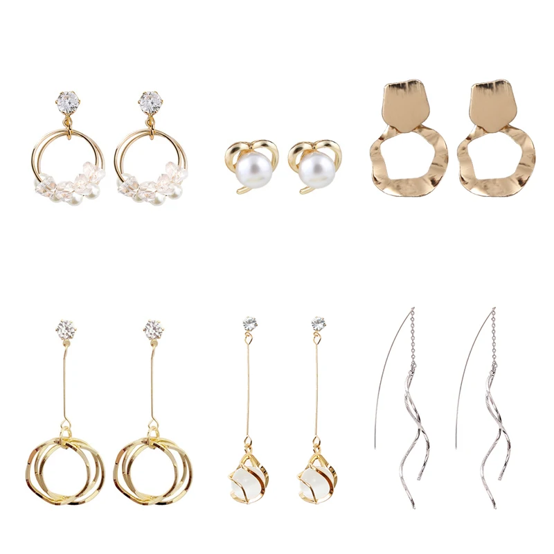 

5 Pieces Of One Week Earring Set Cold Wind Pearl Earrings High Sense Net Red 2021 New Fashion Simple Small Earrings Female