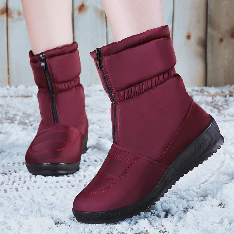 

OllyMurs 2020 New Women Snow Boots Anti-Slip Waterproof Mid-Calf Winter Shoes Woman Thicken Cotton-Padded Women Shoes 902