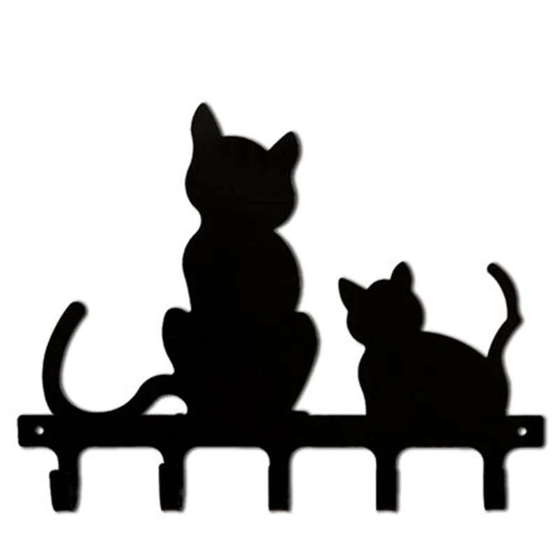 Горячая кошка дизайн металлического железа Халат крюк в стену прямой с 5 Крючки Настенный декор шляпа вешалки для пальто, одежды стеллаж для хранения держатель для ключей Домашний Органайзер