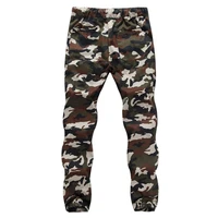 dropshipping camouflage pants ankle banded jogger mid waist men cargo trousers for autumn
