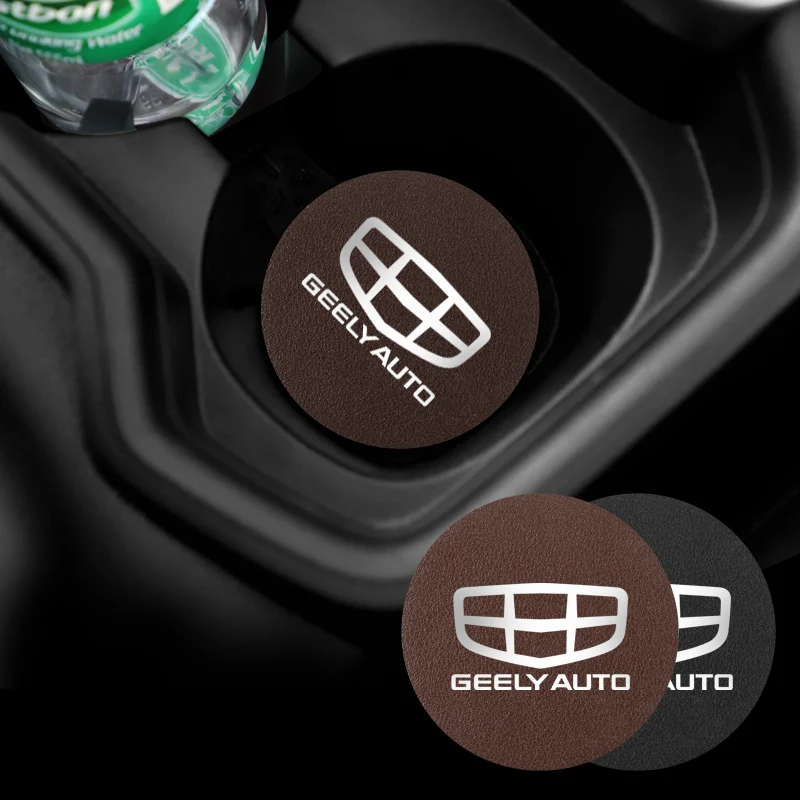 Кожаный Автомобильный Коврик для чашки 2 шт. нескользящий коврик с автологотипом