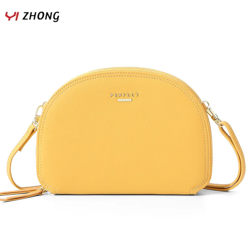 

YIZHONG Leather Double Zipper Purses and Handbags Women Bags Luxury Designer Simple Saddle Satchels Large Capacity Shoulder Bag