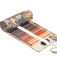 1272 slots water color roll up pencil bag pen case pouch multi function canvas storage bag for student writing stationary