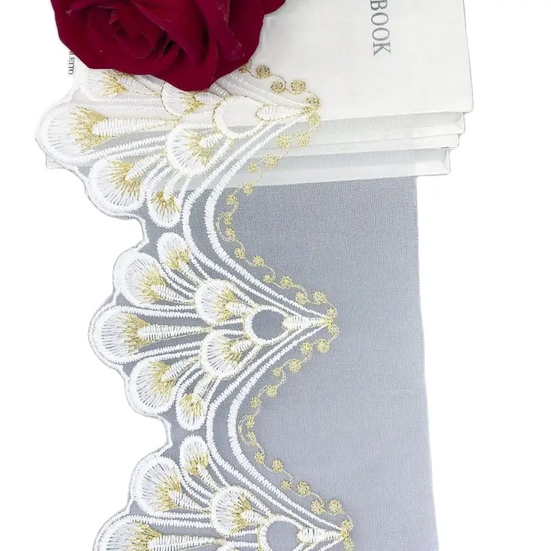 1 ярд вышивка Золотая кружевная ткань 18 см широкая стандартная отделка ленты и