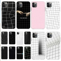artistic black and white lattice phone case for iphone 5 xr 6 7 8 11 12 5s xsmax plus 6s xs 11pro se 2020 transparent tpu shells