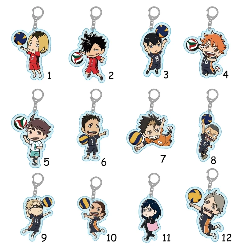 

12 Constellation Haikyuu!! Anime Keychain Hinata Shoyo Kageyama Tobio Cosplay Acrylic Keychain Figure Keyring Charm Pendant Gift
