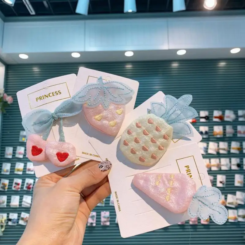 Детские Тканевые заколки для волос с изображением фруктов аксессуары девочек